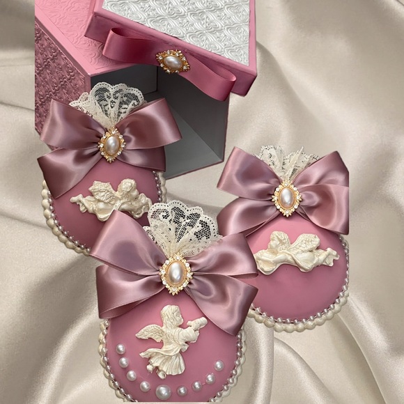 Shabby Chic Christmas Tree Ornament Set 3, X-Mas Tree decorations, Victorian - Picture 3 of 15